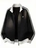 Chamarra de calle estilo americano con bloques de color de tres rayas y cuello alto para hombre, nueva colección otoño/invierno 2026, ropa exterior casual de corte holgado, deportiva y moderna