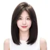 Peluca para Mujer con Raya en Medio, Cabello Corto en Capas, Longitud hasta la Clavícula, Malla Interior Rosa, Natural, Moderna, Versátil, Peluca Completa