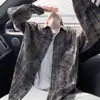 Camisa de cuadros retro americana para hombre, de manga larga, corte holgado, camisa chaqueta casual para primavera y otoño, top de hombre de alta gama tie-dye