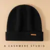 Comercio Exterior Wholesale % Gorro de Punto 100% Cachemira Pura, Estilo Unisex, Engrosado, Gorro Versátil, Gorro Cálido Protector de Orejas