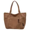 Bolso de lona retro de color liso, estilo nuevo, moderno y versátil, con una sensación de alta calidad, perfecto como bolso de mamá o un bolso tote simple y elegante para el trabajo