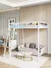 Ahorro de espacio cama alta de hierro forjado individual nivel superior dúplex segundo piso cama debajo de la cama mesa altura escalonada baja alta cama cama de ático suspendida
