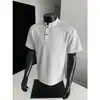 Moda Masculina Casual de Verano Color Sólido Cuello Henley Talla Grande Manga Corta Camiseta Estilo Versátil