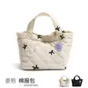 Bolsa de Mão Acolchoada de Algodão Bordada com Laço Personalizado 2025 Nova Bolsa Tote Pequena para o Trabalho e Coisas Pequenas