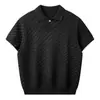 Camiseta de punto de manga corta para hombre modelo 2026, camiseta de punto texturizada estilo americano de manga corta, polo para hombre con cuello camisero estilo old money