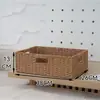 Caixa de Armazenamento Estilo Japonês, Cesta de Armazenamento para Sala de Estar e Quarto, Cesta de Armazenamento de Palha e Rattan Sintéticos, Cesta de Armazenamento para Armário de Casa