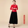 Ropa para Danza Cuadrada Nuevo Conjunto Otoño e Invierno 2024 Ropa Dorada de Terciopelo para Actuación de Danza Ropa para Danza del Abanico Femenina