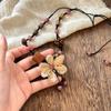 Novo Colar de Contas de Ráfia com Flor Estilo Chinês Retrô Contas de Madeira Cordão Trançado Corrente para Clavícula Colar de Pescoço Sofisticado para Mulheres