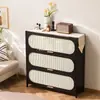 Cómoda Negra Estilo Mediados de Siglo Gabinete de Almacenamiento para Sala de Estar Dormitorio Gabinete de Almacenamiento Estantería Gabinete de Entrada Gabinete Estrecho Alto Multicapa