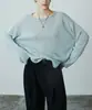Lino Tejido Ligeramente Transparente Protección Solar Cuello de Una Línea Blusa de Aire Prendas de Punto Otoño Temprano Nuevo Casual Versátil Holgada