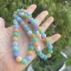 Pulsera tricolor color esmeralda Fu Lu Shou cuenta redonda multicolor versátil cuarzo verde esmeralda pulsera collar joyería