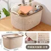 Cesta de armazenamento de mesa estilo vime, organizador de brinquedos e itens diversos para casa, cesta de armazenamento de plástico para cozinha, lanches e suprimentos de banho, atacado