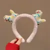 Faixa de Cabelo de Pelúcia Vermelha Desenho Animado para Mulheres, Forma de Animal Fofo, Acessório Festivo de Ano Novo com Crina de Cavalo