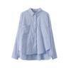 Camisa Lisa 9010 para Mulheres, Estilo Coreano de Primavera, Manga Longa Solta Emagrecedora, Jaqueta Camisa [Não Reembolsável, Não Trocável]