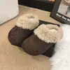 Zapatos Birkenstock de Felpa con Suela Gruesa Estilo Retro para Mujer 2026 Nuevo Otoño/Invierno Slip-On Cálidos para Exteriores Pantuflas de Algodón con Piel