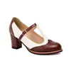 Nuevos zapatos de moda para mujer, zapatos de corte bajo para mujer con suelas de goma, antideslizantes, con bloques de color, hebilla, punta redonda, tacones altos de corte bajo