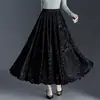 Falda Reversible de Encaje Afelpado para Mujer, Nueva Colección Otoño 2026, Falda Larga de Cintura Alta Adelgazante, Falda de Línea A Acampanada a la Moda
