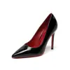 Novos sapatos femininos de salto alto para comércio exterior, versáteis, bico fino, rasos, couro envernizado, pretos, sexy, para balada, sapatos profissionais