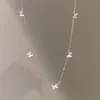 Colar Borboleta Múltipla com Diamantes Cintilantes para Mulheres, Design de Nicho de Luxo Leve, Estilo Fashionable Ins, Doce, Corrente de Clavícula Pequena e Requintada
