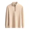 Sudadera Unisex de Manga Larga con Cuello Alto de Lana y Algodón, Media Cremallera, Color Sólido, Top de Moda, Ropa de Otoño al por Mayor