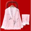 Pijama de Seda de Hielo para Mujer Verano Estilo Chino Manga Larga Seda Delgada Traje para Primavera y Otoño Ropa de Exterior para Casa