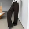 Pantalones fluidos de modal color arena para mujer, de tiro alto, pierna ancha, sin costuras, con bolsillos interiores, adelgazantes, pantalones casuales, directo del fabricante