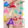 Área de Arte de Jardín de Infancia Lámina de Plástico PVC Adorno Colgante Transparente Creación Ecológica DIY Infantil Adorno Colgante Lámina para Pintar Forma de Cono Triángulo