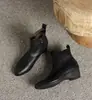 Botines Cortos de Piel Suave para Mujer, Nuevos Botines de Algodón Otoño e Invierno 2026, Tacón de Cuña, Botines de Tacón Medio, Botines Color Nude, Estilo Chanel, Forrados de Felpa para Calidez