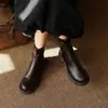 Botas cortas elásticas de comercio exterior transfronterizas para otoño e invierno, versátiles de punta redonda, tacón grueso, suela suave, botas negras adelgazantes para mujer, botas marrones de moda