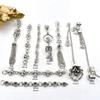 Pingente de prata antigo, pulseira de segurança, pingente de borla, pulseira de cristal, acessórios de corrente de extensão, acessórios de joias faça você mesmo
