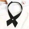 Jk Cor Pura Gravata Cruzada Uniforme Estudantil Feminino Estilo Preppy Colarinho Borgonha Camisa com Flor Uniforme Acadêmico Laço