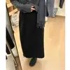 Falda retro negra para mujer 2026 nuevo estilo de invierno engrosada de cintura alta adelgazante bodycon recta para mujer