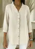 2026 Primavera/Verano Transfronterizo Amazon Europeo y Americano Camisa Casual de Mujer de Mezclilla Sintética con Cuello en V y Volantes