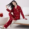 Pijama Animal del Año Rojo Grande para Mujer Primavera y Otoño 2025 Nuevo Algodón Puro Manga Larga Lujo Festivo Gama Alta Ropa de Casa