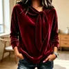 Suéter de terciopelo con lazo para comercio exterior europeo y americano Amazon 2026, nueva colección otoño/invierno, sudadera de color liso para mujer