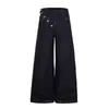 3326 High Street Americana Jeans Originais Cor Denim Retro Design Irregular de Botões Masculino Corte Solto Baggy
