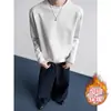 Camiseta masculina de manga longa com ombro reto estilo americano, nova camisa básica soltinha para primavera e outono, moletom com gola pequena, top moderno