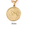 Exquisito Collar de Acero de Titanio Dorado de 18 Quilates con Cruz Europea y Americana, Doce Constelaciones, Moneda Redonda Chapada en Oro, Colgante Personalizado de Constelación para Instagram