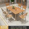 Juego de Mesa y Sillas para Exteriores Patio Plástico Madera Anti-corrosión Mesa y Sillas de Comedor de Ocio Balcón Abierto Jardín de Villa Mesa y Sillas de Té