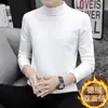Conjunto de ropa interior térmica de doble cara para otoño e invierno, cuello medio alto para hombre, forro polar, top y pantalones térmicos engrosados, ropa casual