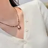 Collar con Colgante de Caballo de la Suerte Esmaltado en Resina y Perlas de Piedra Natural para Mujer Cadena de Clavícula de Gama Alta Exquisita Nicho Año del Caballo
