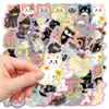 50 Pegatinas de Flores y Gatos para Cuadernos, Guitarras, Botellas de Agua, Diarios, Decoraciones de Escritorio, Pegatinas Artísticas y Lindas