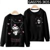 Moletom Kuromi Periférico de Anime Camiseta de Manga Comprida Bidimensional Doce Estilo Japonês Jaqueta Estilo Roupas Fofas