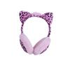 Venta al por mayor de fábrica moda estampado de leopardo orejas de gato invierno felpa cálido diadema auriculares Bluetooth para teléfono móvil regalo