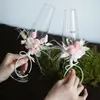 Vasos de Brindis de Flores Mixtas de Nicho Simple de Tallo Alto Par Paquete de Materiales DIY Fotografía de Compromiso Boda