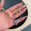 Collar de esmalte con colgante de piedra colorida 'Amor' para Mujer verano 2023 nuevo accesorios de nicho de lujo ligero cadena dulce fresca de dopamina para clavícula