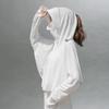 Ropa Anti-Sol para Mujer Ropa Exterior Nueva Seda de Hielo Transpirable Verano con Capucha Corta Ciclismo Anti-Uv Manga Larga Blusa Protección Solar
