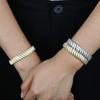 Ins Europeo y Americano transfronterizo Hip Hop Nuevo pulsera de circón con hoja de 10 mm AliExpress comercio exterior pulsera de diamantes al por mayor