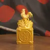 Nuevo Color Dorado Arena Signo del Zodíaco Doce Sellos de Jade Adorno Giratorio para Atraer Riqueza y Buena Fortuna, Año del Caballo Adorno de Escritorio 3D Caballo del Zodíaco