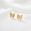 Aretes Coreanos de Mariposa Escarchada Acero Titanio Oro Rosa Estudiantes Japoneses y Coreanos Personalidad Combinación Total Modernos Dama Aretes Simples Joyería